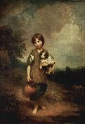Thomas Gainsborough Dorfmadchen mit Hund und Henkelkrug oil